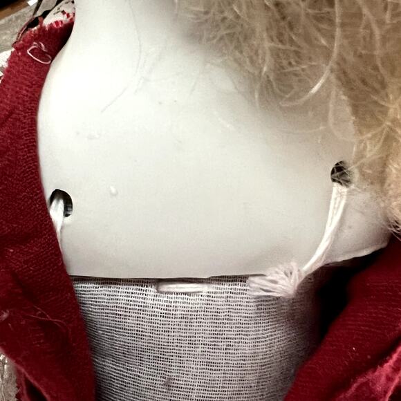 Vintage Bisque Porcelain Painted Face Christmas Doll 18" - Picture 5 of 7